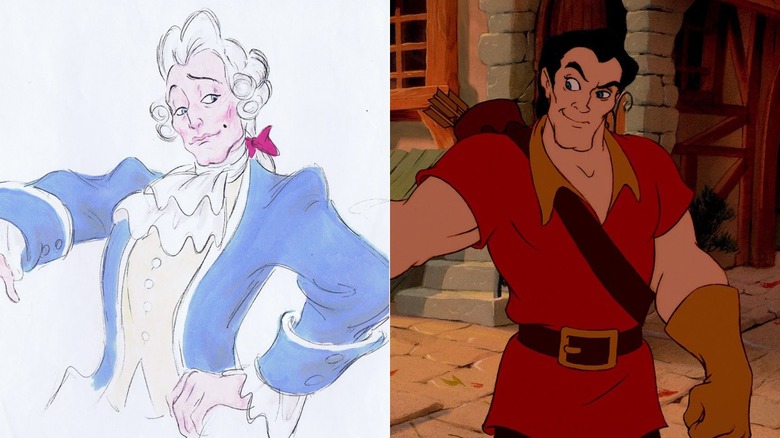Concept art for Gaston and final design in "Beauty and the Beast" (1991)