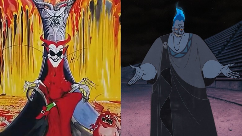 Concept art for Hades and the final design in "Hercules" (1997)