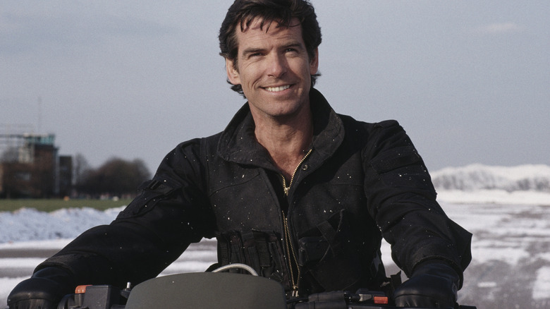 James Bond riding motorcycle