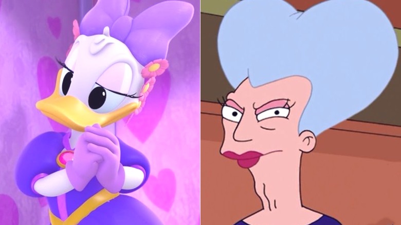 Daisy Duck in "Mickey Mouse Clubhouse" and Mom in "Futurama"