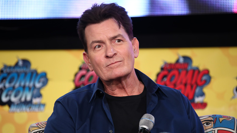Charlie Sheen looking to side
