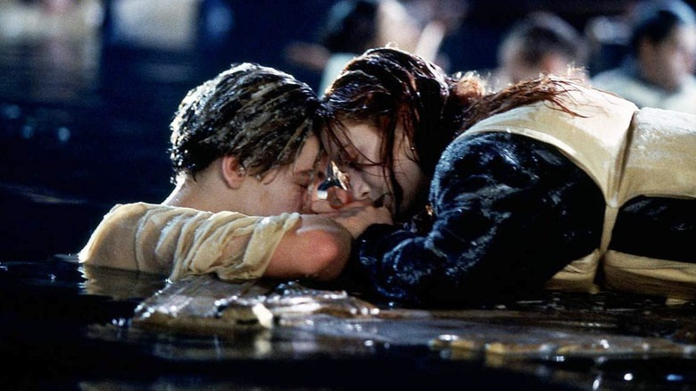 Jack and Rose floating in ocean