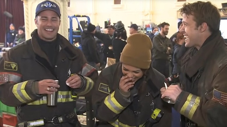 Kelly Severide, Gabby Dawson and Matt Casey laughing