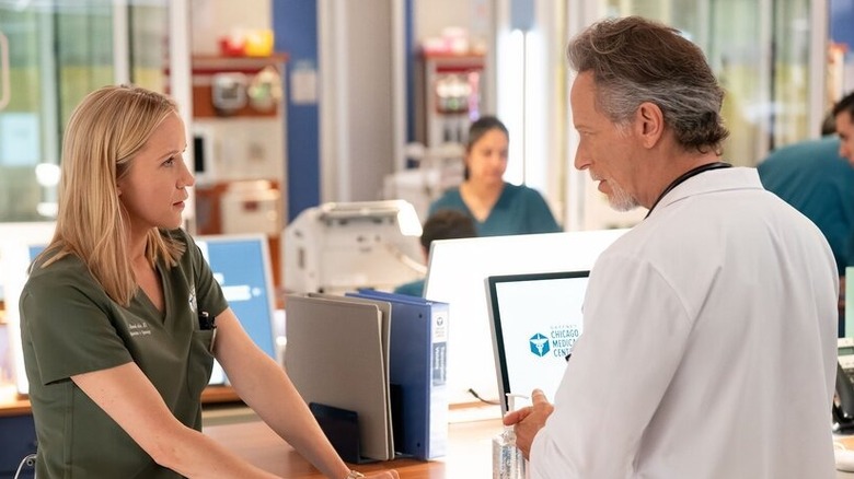 Hannah and Dean having a confrontation in "Chicago Med"