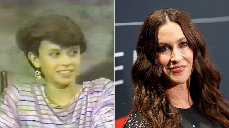 Alanis Morissette in You Can't Do That on Television and older, split image
