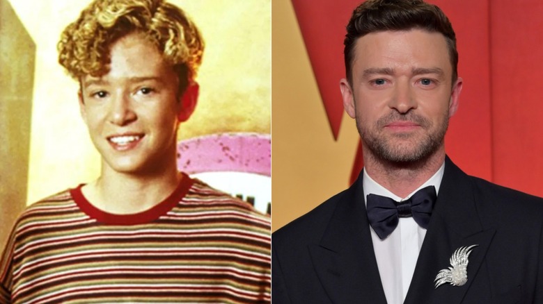 Justin Timberlake in The Mickey Mouse Club and older, split image