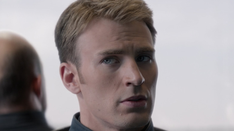 Steve Rogers looking curious in Captain America: The Winter Soldier