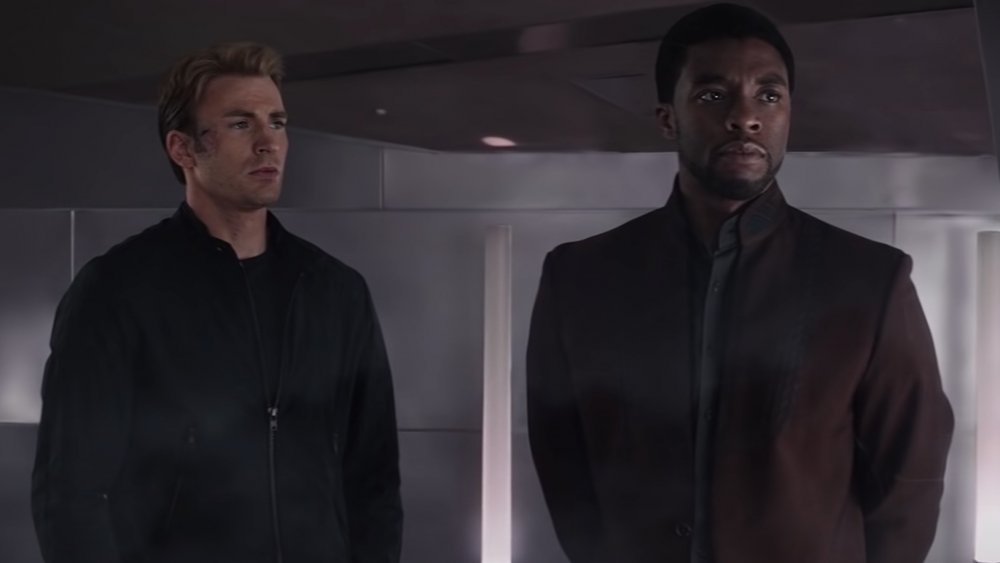Chris Evans and Chadwick Boseman as Captain America and T'Challa