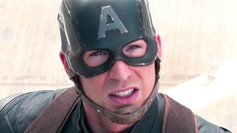 Chris Evans looking haggard in the civil war suit