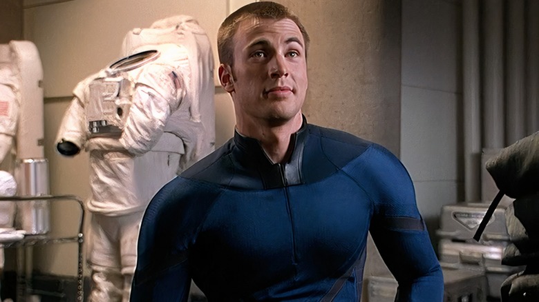 Johnny Storm wearing blue jumpsuit