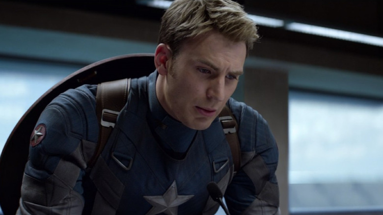 Captain America leaning on console