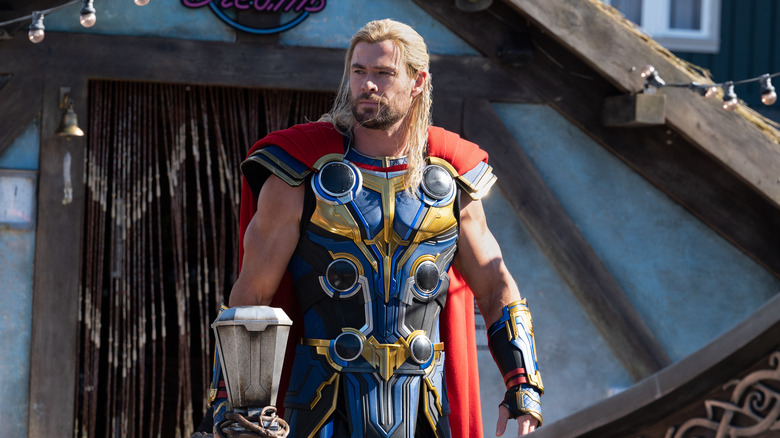 Thor stands with his axe called Stormbreaker