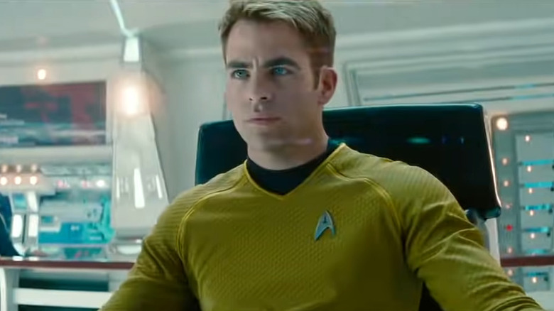 Captain Kirk sitting in captain's chair