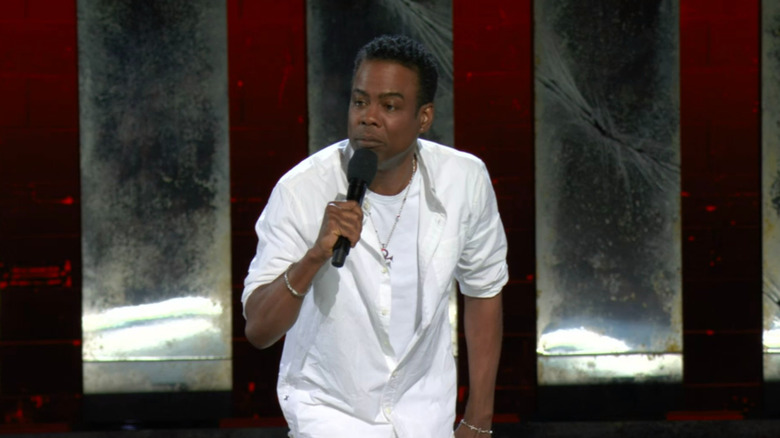 Chris Rock white shirt on stage