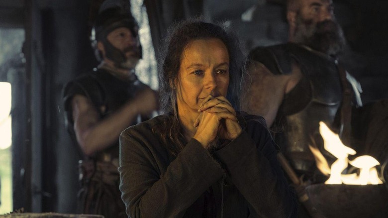 Circe sitting in her hut in The Odyssey