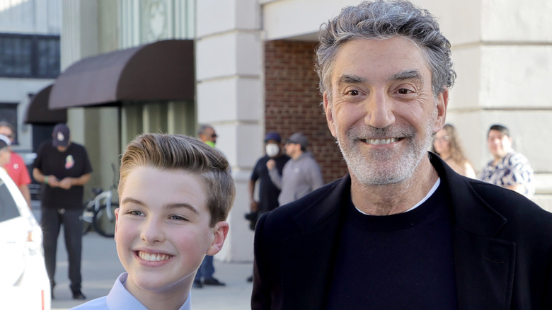 Iain Armitage and Chuck Lorre smiling
