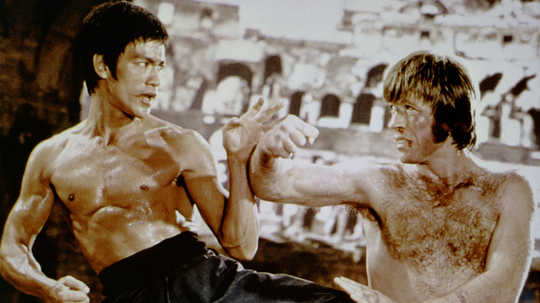 Chuck Norris fighting Bruce Lee in a still from "The Way of the Dragon"