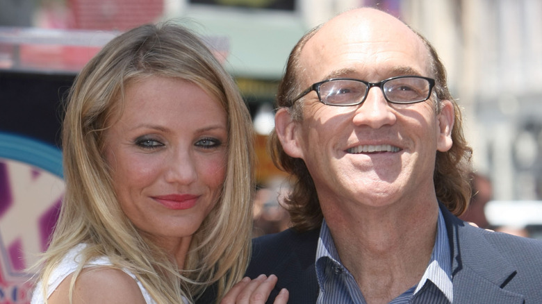 Chuck Russell posing with Cameron Diaz on Hollywood Walk of Fame