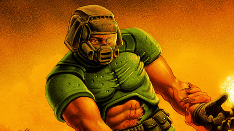 Doom guy fighting demon