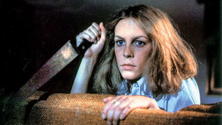 Laurie holding a knife in "Halloween" (1978)