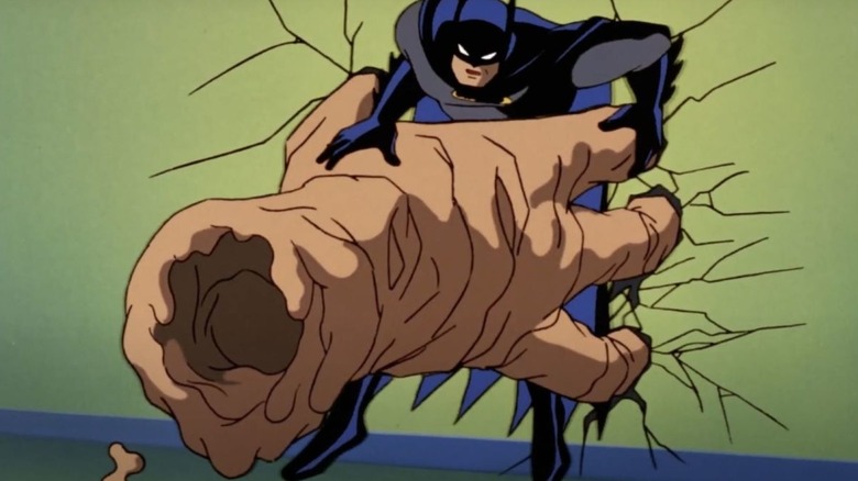 Batman and Clayface fighting in Batman: The Animated Series (1992)