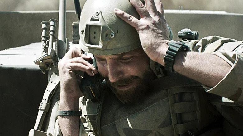 Bradley Cooper's Chris Kyle looking troubled in American Sniper