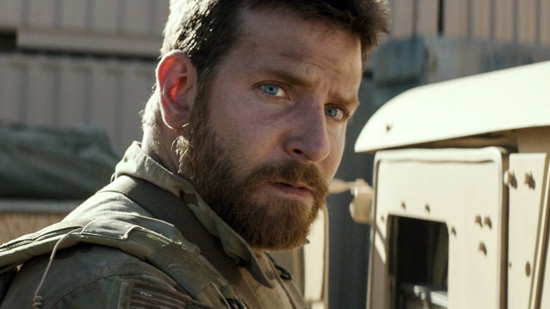 Bradley Cooper's Chris Kyle looking intense in American Sniper