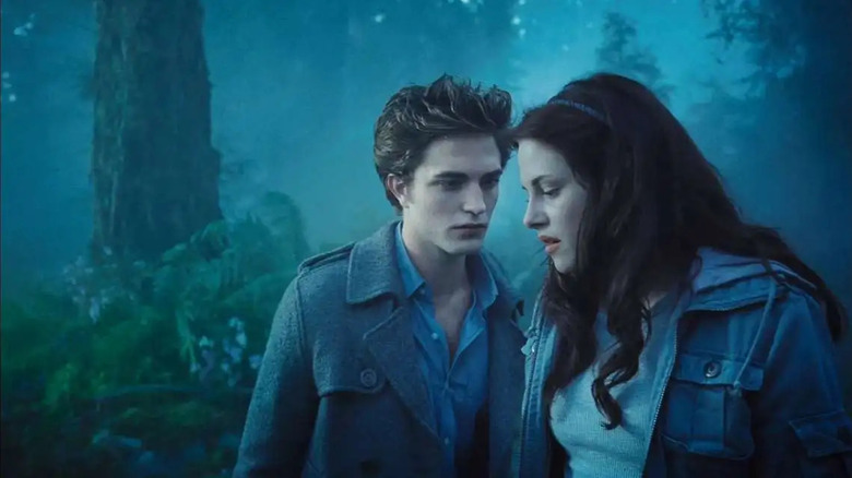 Edward confronting Bella in the woods in Twilight