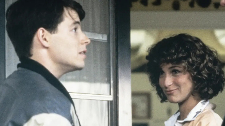 Ferris looking shocked and Jeannie smiling in Ferris Bueller's Day Off