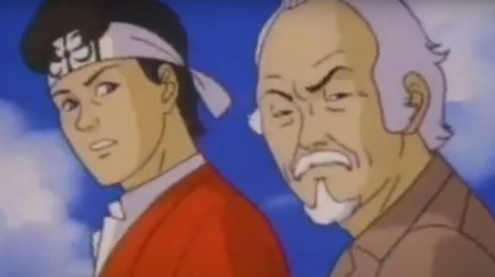 Daniel LaRusso and Mister Miyagi in the Karate Kid cartoon