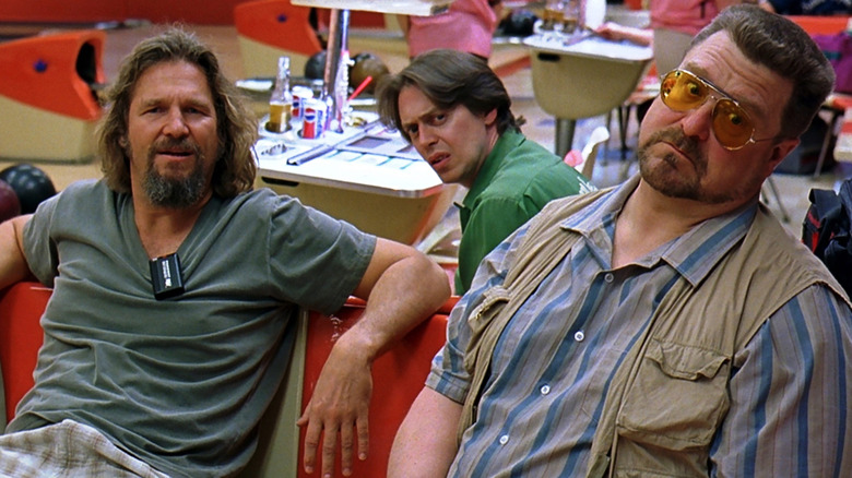 The Dude, Donny and Walter in the bowling alley in The Big Lebowski