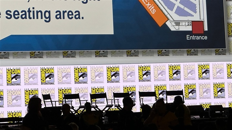 Empty chairs onstage at Amazon's panel at SDCC 2026