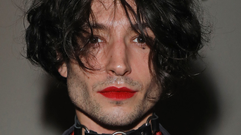 Ezra Miller lipstick black hair