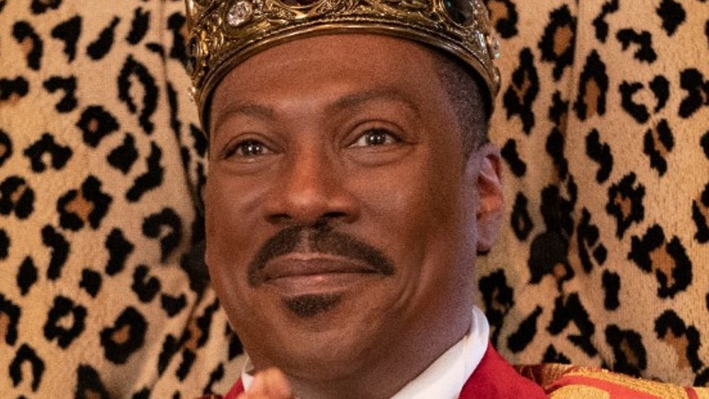 Eddie Murphy sits on throne