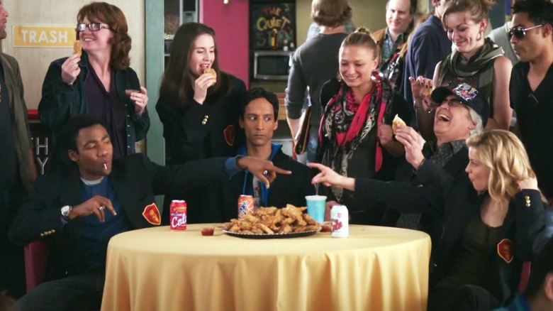 The study group gathered around chicken strips in "Community"
