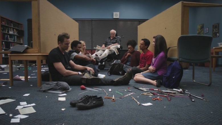 The study group sitting on the floor in "Community"
