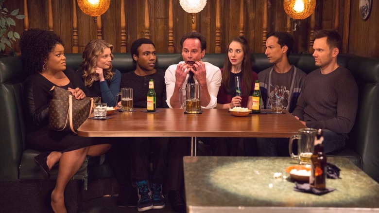 The study group out with Mr. Stone in "Community"