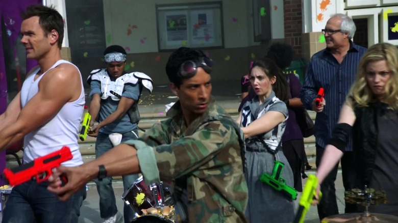 The study group playing paintball in "Community"
