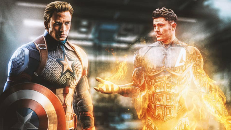 Captain America and Zac Efron as the Human Torch
