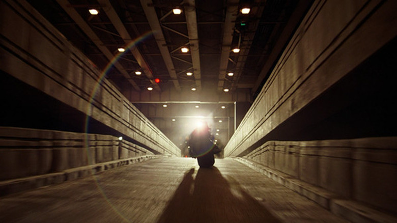 Batman leaving on bike