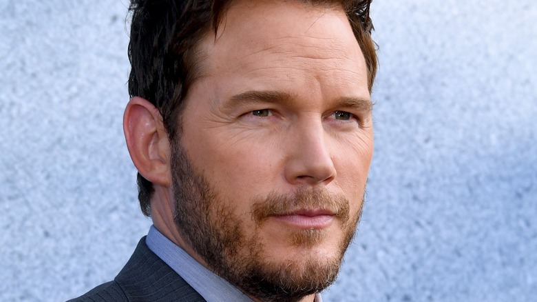 Chris Pratt stares intensely on red carpet