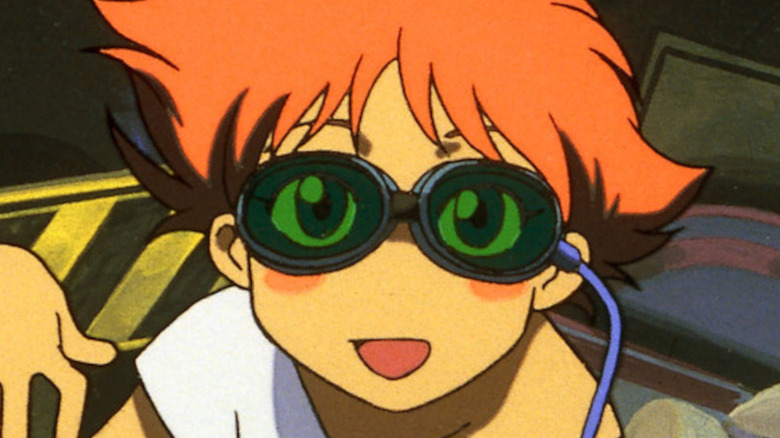 Ed wearing goggles on Cowboy Bebop