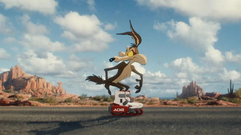Wile E. Coyote wearing rocket skates in Coyote vs. Acme
