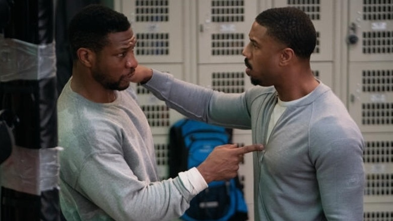 Jonathan Majors and Michael B. Jordan in "Creed III"