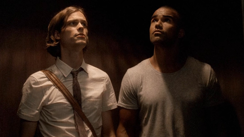 Matthew Gray Gubler and Shemar Moore look up