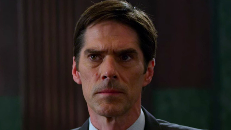 Thomas Gibson stares intensely on Criminal Minds