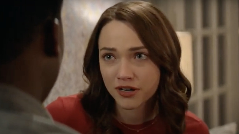 God Friended Me Violett Bean wears red sweater 