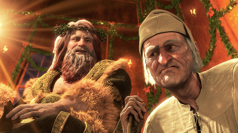 Ebenezer Scrooge and The Ghost of Christmas Past banter in "A Christmas Carol"