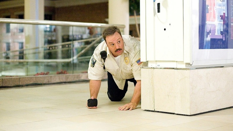 Paul Blart sneaks about the mall floor in "Paul Blart: Mall Cop"