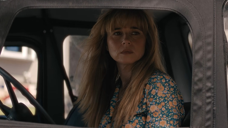 Pamela Vorhees looking out of car on Crystal Lake